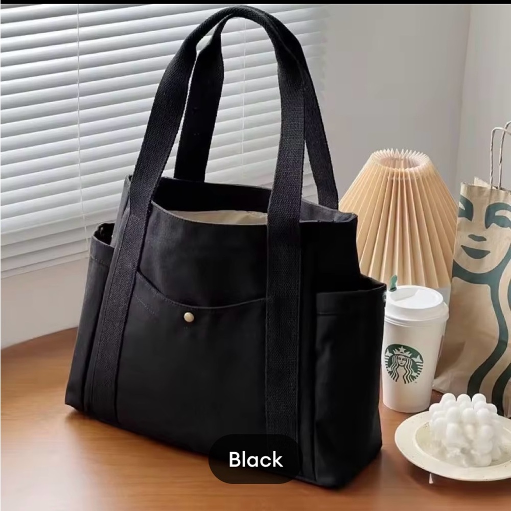 Elegant  Canvas Black Tote Bag